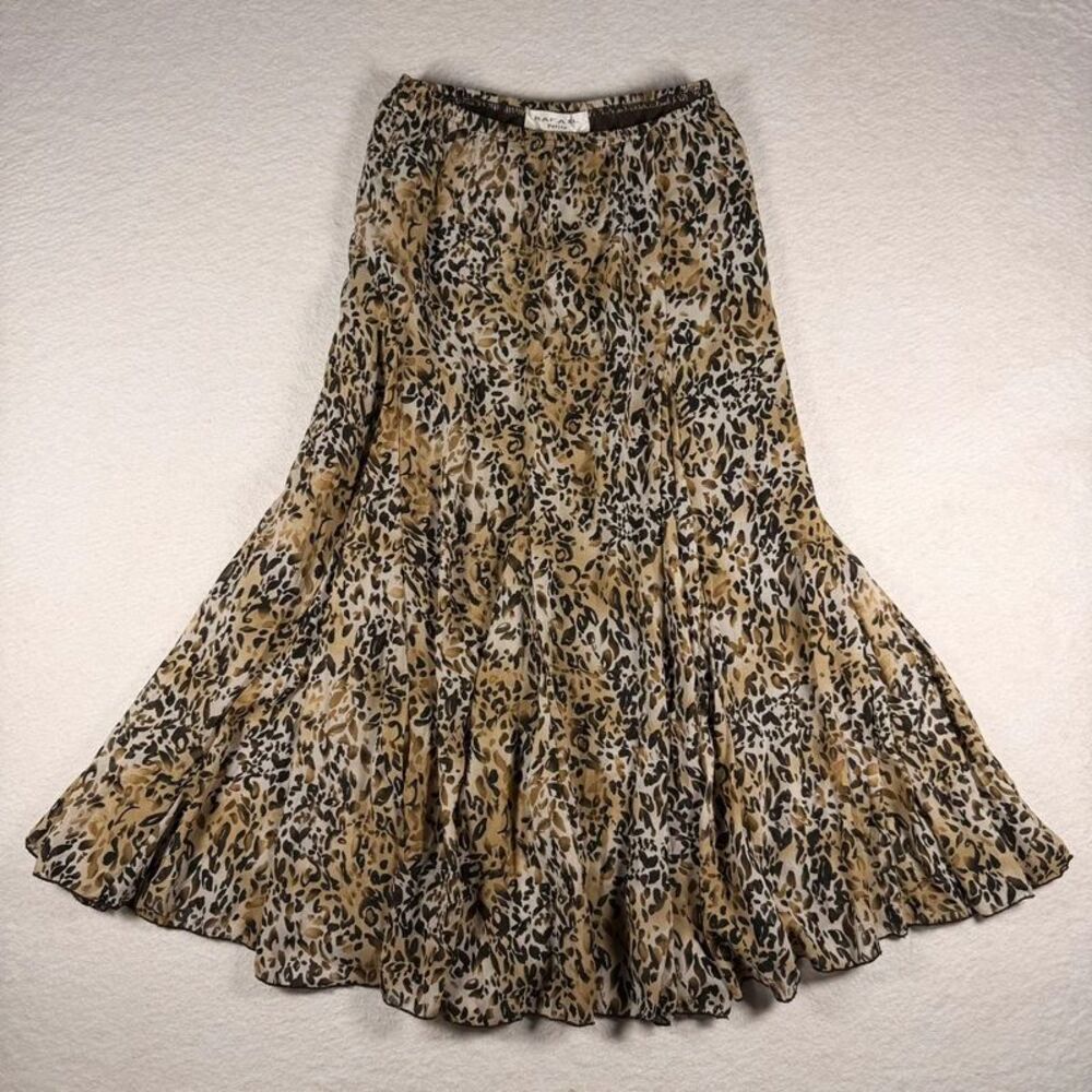 Vintage Rafael Leopard Print Chiffon Midi Skirt